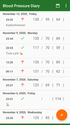 Blood pressure diary ekran görüntüsü