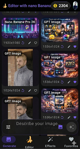 Nano banana editor de fotos IA ekran görüntüsü