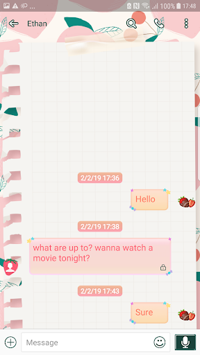 Strawberry diary Next SMS ekran görüntüsü