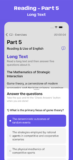 Cambridge C2 Exam Simulator ekran görüntüsü