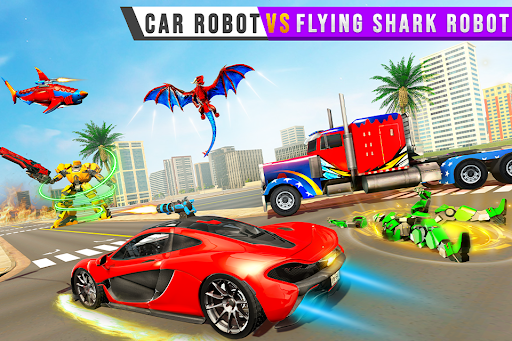 Police Shark Robot Car Games ekran görüntüsü