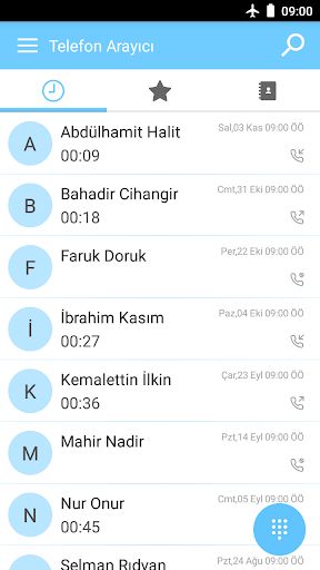 Telefon uygulaması ekran görüntüsü
