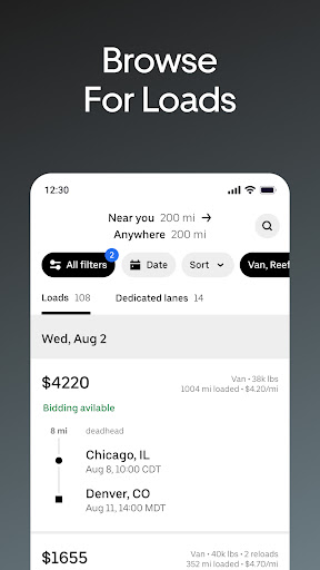Uber Freight ekran görüntüsü