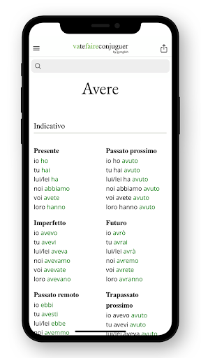Italian conjugation ekran görüntüsü