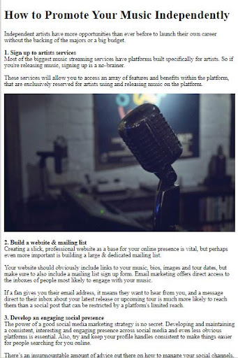 How to Promote Your Music ekran görüntüsü