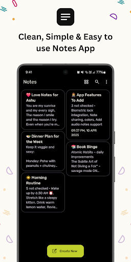 Notes - Pin to notification ekran görüntüsü