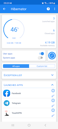 Hibernator: Force Stop Apps ekran görüntüsü