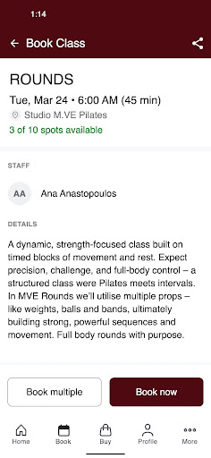 Studio M.VE Pilates ekran görüntüsü