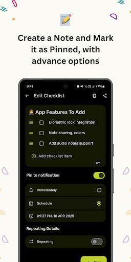 Notes - Pin to notification ekran görüntüsü