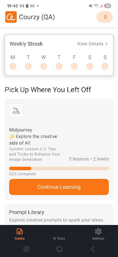 Courzy - Learn AI Tools ekran görüntüsü