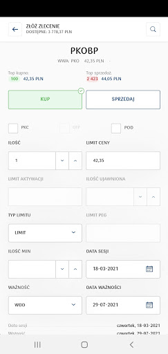 PKO supermakler ekran görüntüsü