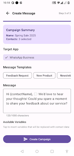 Pazarlama için Auto Sender ekran görüntüsü