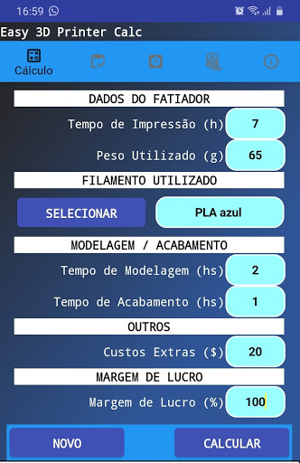Easy 3D Printer Calc ekran görüntüsü
