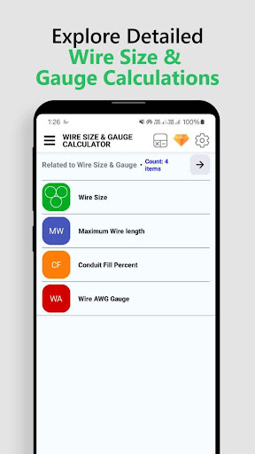 Wire Size & Gauge Calculator ekran görüntüsü