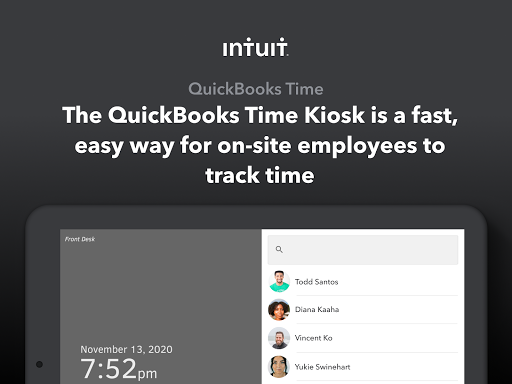 QuickBooks Time Kiosk ekran görüntüsü