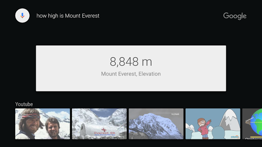 Google app for Android TV ekran görüntüsü