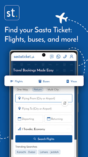 Sastaticket.pk Flights, Bus ekran görüntüsü