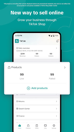 TikTok Shop Seller Center ekran görüntüsü