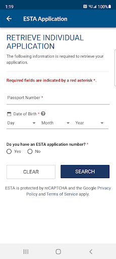 ESTA Mobile ekran görüntüsü