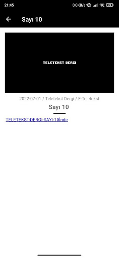 Teletekst Dergi ekran görüntüsü