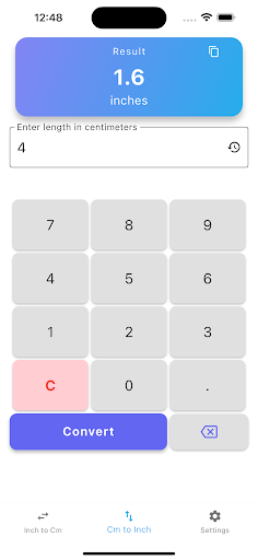 Inches to CM Converter ekran görüntüsü