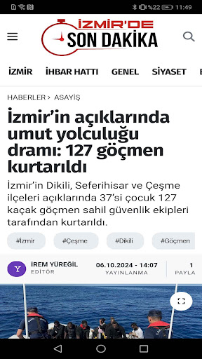 İzmir'de Son Dakika ekran görüntüsü