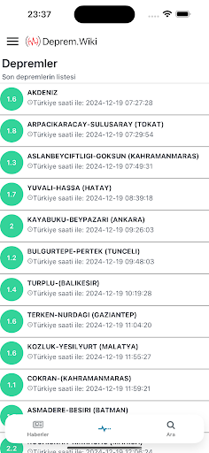 Deprem Wiki ekran görüntüsü