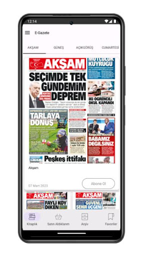 Akşam E-Gazete ekran görüntüsü