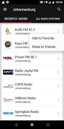 Johannesburg Radio Stations ekran görüntüsü