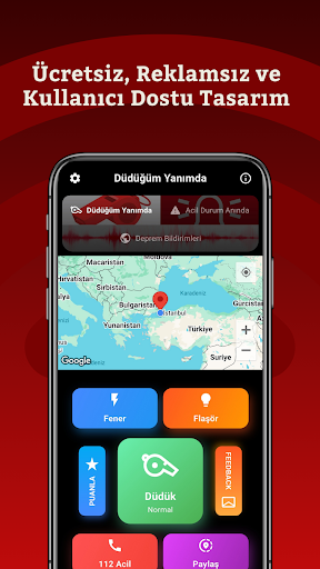Düdüğüm Yanımda: Deprem Alarmı ekran görüntüsü