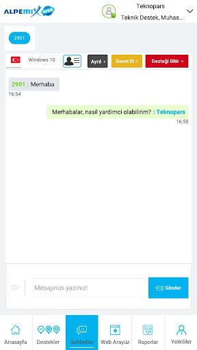 Canlı destek - alpemixWeb ekran görüntüsü