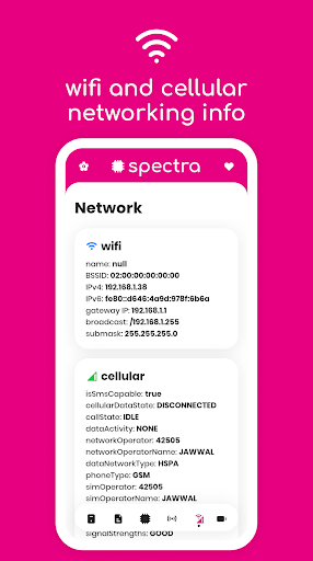 Spectra: device info ekran görüntüsü