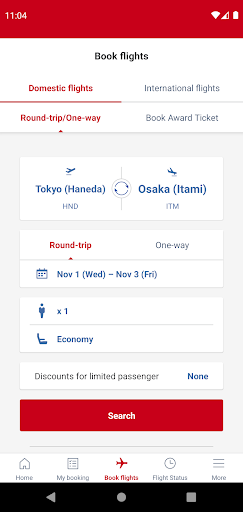 Japan Airlines ekran görüntüsü
