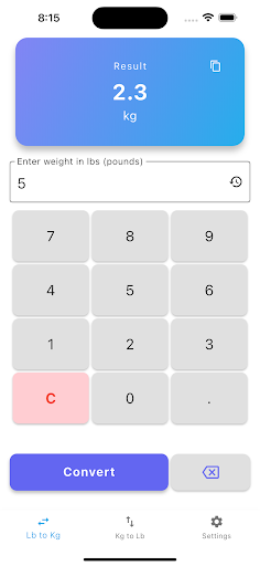 lbs to kg Converter ekran görüntüsü
