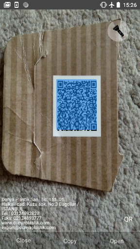 QR reader ekran görüntüsü