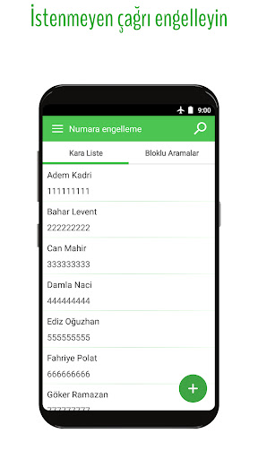 Çağrı engelleme ekran görüntüsü