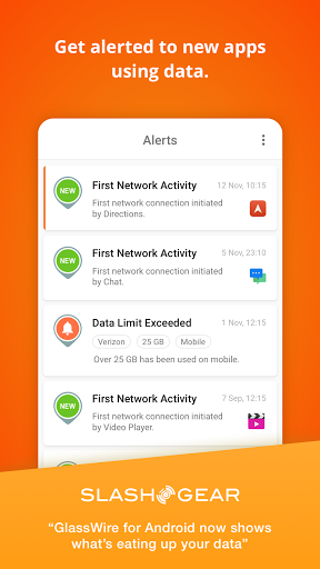 GlassWire Data Usage Monitor ekran görüntüsü