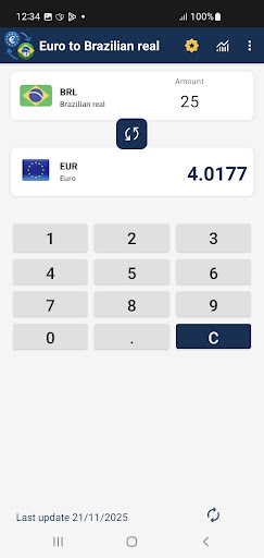 Euro to Brazilian real convert ekran görüntüsü