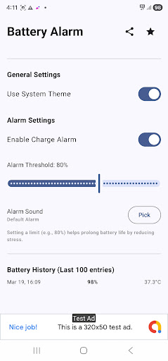 Battery Health + Charge Alarm ekran görüntüsü