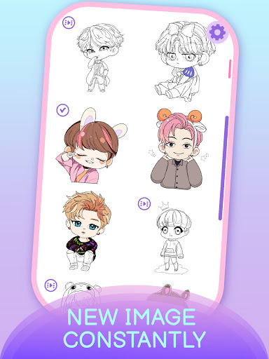 KPOP Chibi Coloring by Number ekran görüntüsü