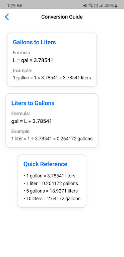 Gallons to Liters ekran görüntüsü