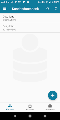 Kundendatenbank ekran görüntüsü