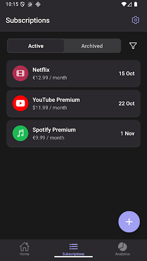 OctoSubs: Subscription Manager ekran görüntüsü