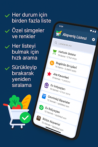 Düzenli alışveriş listesi ekran görüntüsü