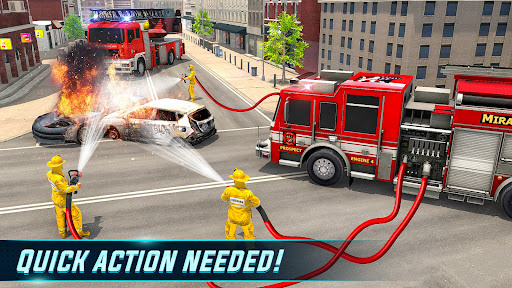 Fire Truck Rescue Sim Games 3d ekran görüntüsü