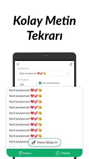 Metni Tekrarla ekran görüntüsü