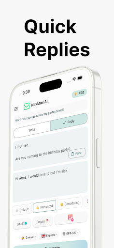 Email Writer Copilot: NexMail ekran görüntüsü