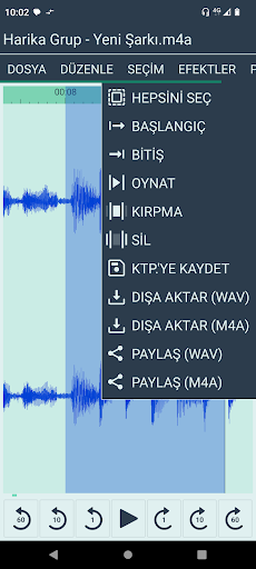 Ses kesici ekran görüntüsü