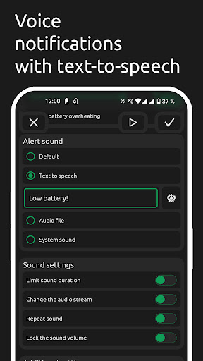 Battery Sound: Notification ekran görüntüsü