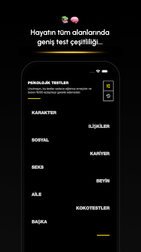 Psikolojik testler ve quizler ekran görüntüsü